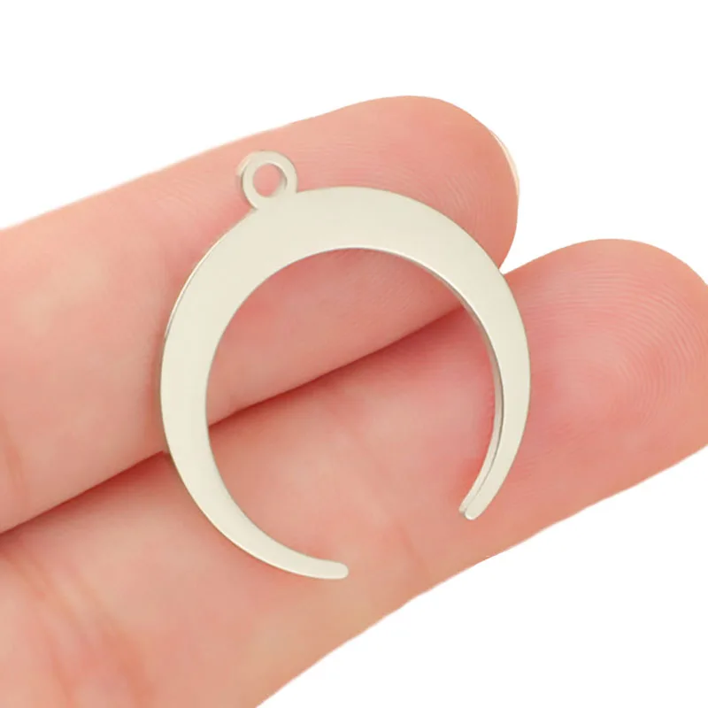 

WZNB 5Pcs 27X35mm Crescent Moon Charms for Jewelry Making Stainless Steel Pendant Diy Earring Necklace Handmade Accessories
