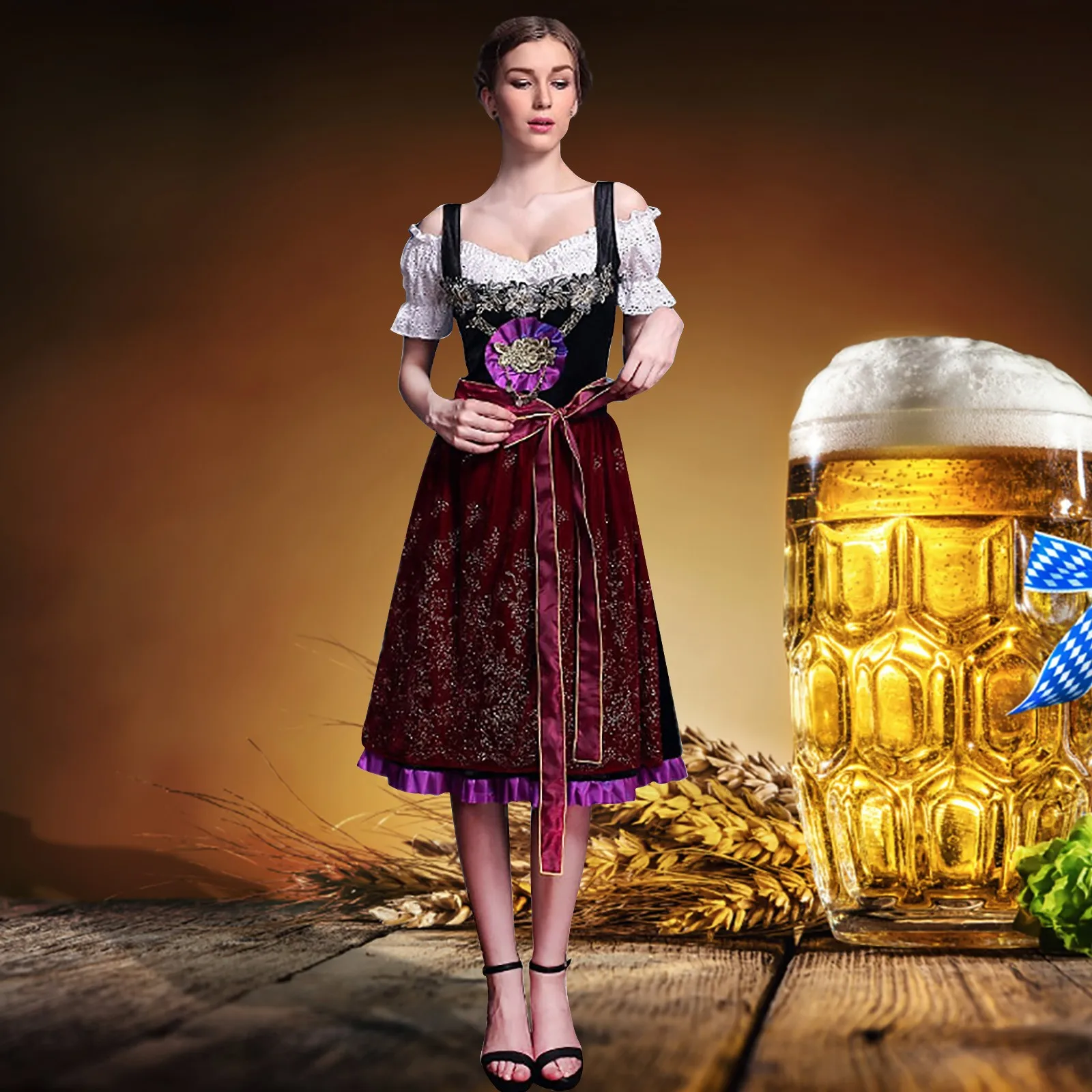 

Женский костюм BeerOktoberfest, Формальные короткие платья с рукавами
