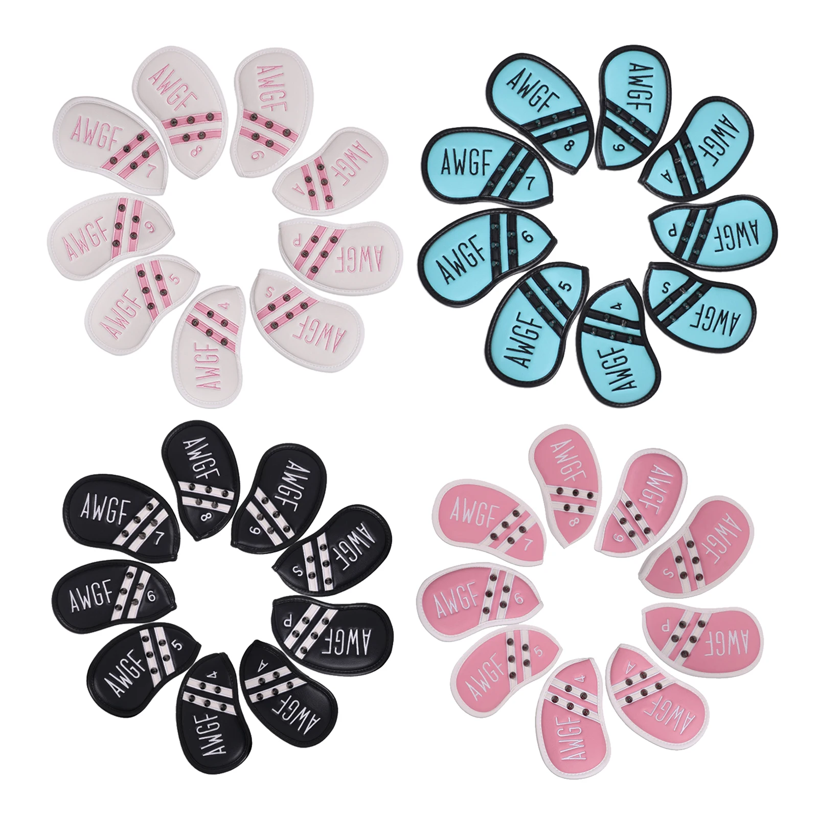 

9Pcs Durable Golf Iron Headcover Transport Protect Leather Club Head Covers