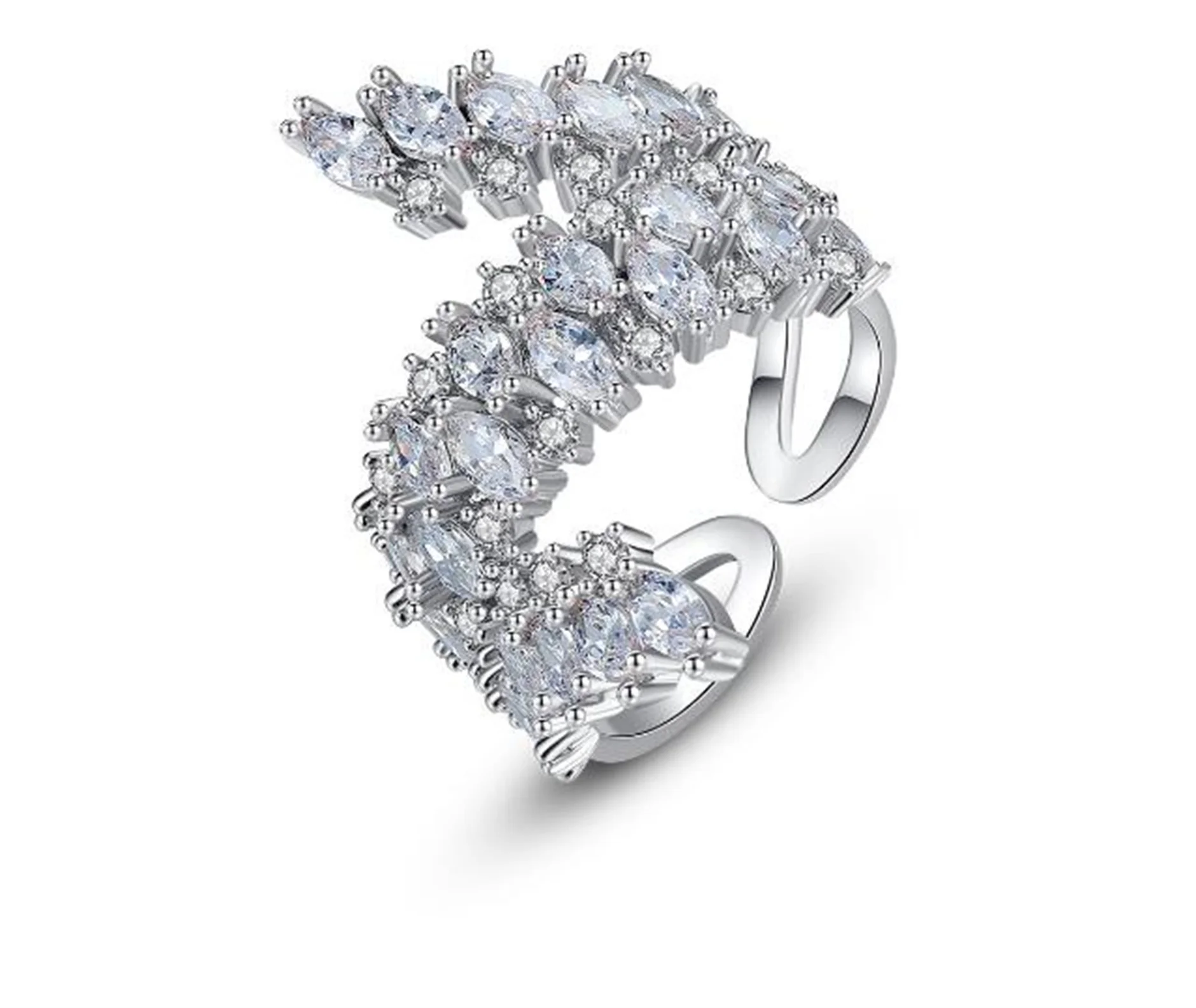

New Trendy Water Droplet Cubic Zirconia Ring For Women Open Rings Fine Jewelry Wedding Engagement Bands Party Girls Gift