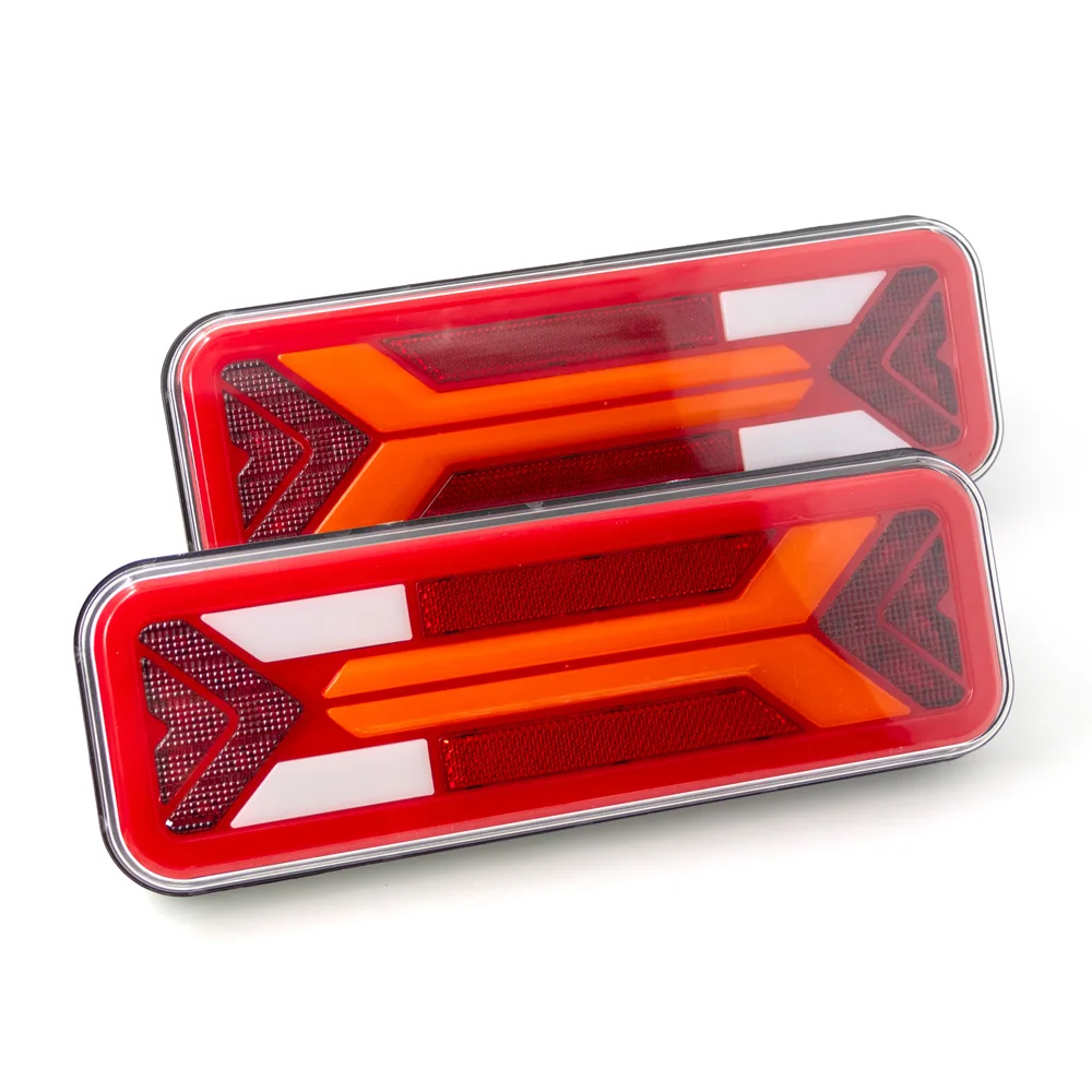 2 шт., 12 В, 24 В, светодиодный комбинированный задний фонарь, указатель поворота, тормоз, задний противотуманный фонарь, водонепроницаемый для прицепа, отражатель грузовика, фонарь заднего хода