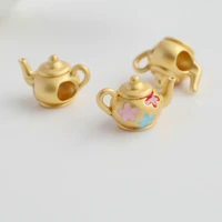 antique gold craft color preserving tricolor small teapot large hole string decoration bracelet thick rope accessories diy handm