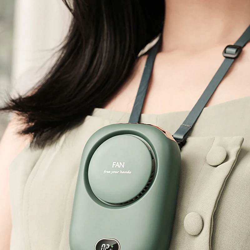 

Air Cooler Mini Cooling Fan Neck Fan USB Rechargeable Summer Outdoor Hanging Portable Bladeless Mute Fans 3 Speed Adjustable