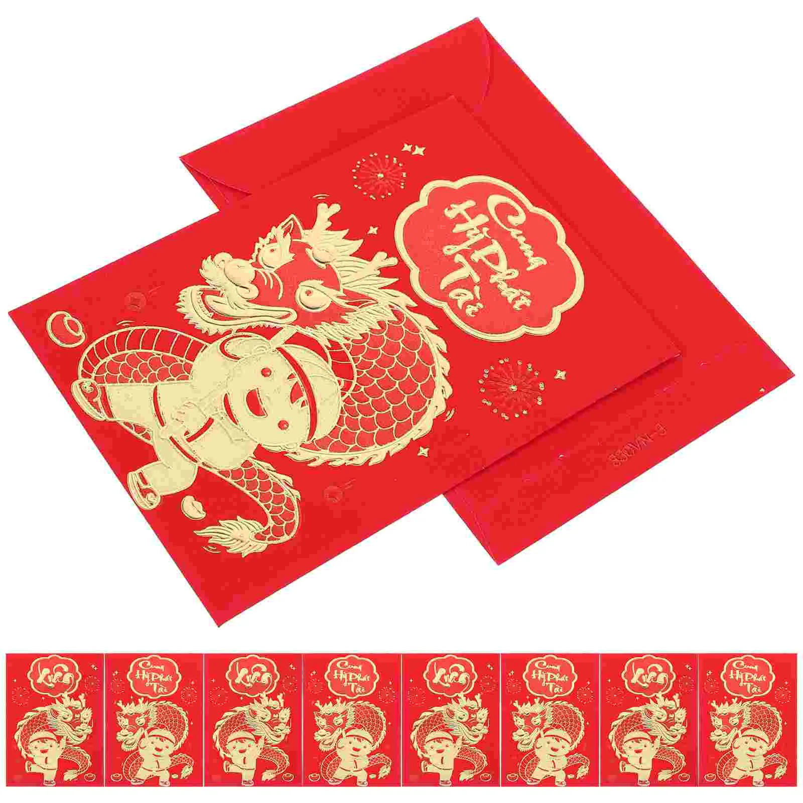 

12 Pcs Red Envelope Spring Festival Envelopes Money Bag Large Lunar Year New Dragon Packet Paper 2024 Luck