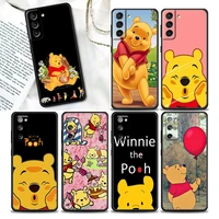 cute cartoon winnie the pooh phone case for samsung galaxy s22 s7 s8 s9 s10e s21 s20 fe plus ultra 5g soft silicone case cover