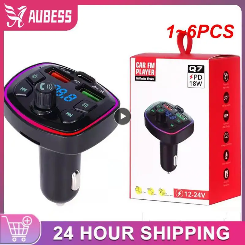 

1 ~ 6 шт., зарядное устройство Bluetooth, FM-передатчик PD 18 Вт Type-C, два USB А