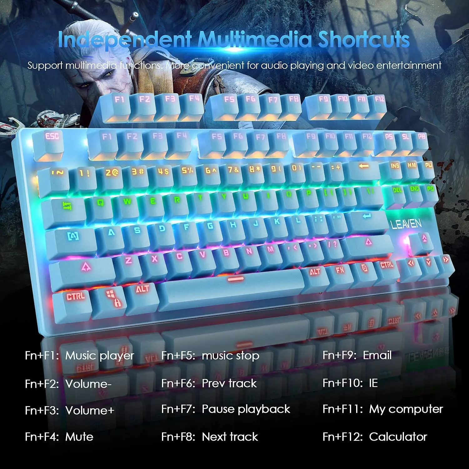 gaming mechanical keyboard 87 keys wired usb game keyboards rgb mix backlit blue switch teclado mecánico for laptop pc mouse free global shipping