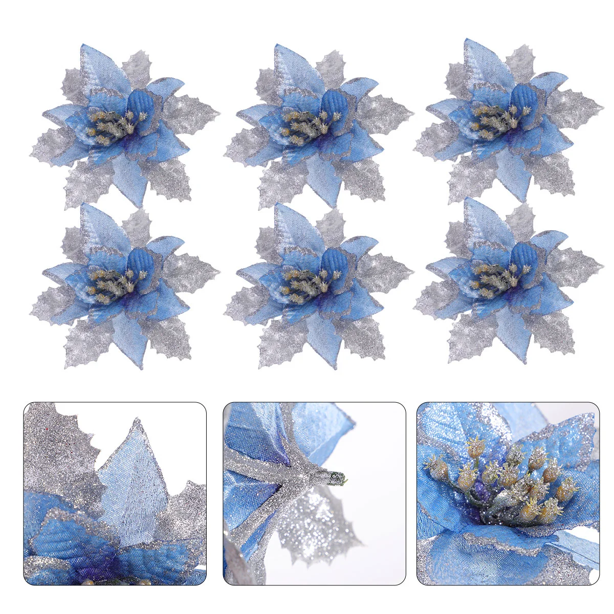 

12 Artificial Christmas Flower Artificial Christmas Poinsettia Christmas Crafts Accessories Christmas Party Ornament