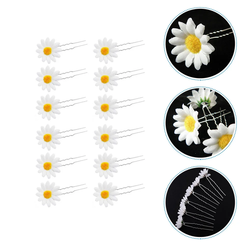 

12Pcs Artificial Flower Hair Clips Hairpin Hair Stick Fork Hair Accessories