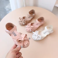 girls cut outs sandals 2022 elegant summer kids children butterfly knot rhinestones rubber beach sandal baby flat shoes toddler