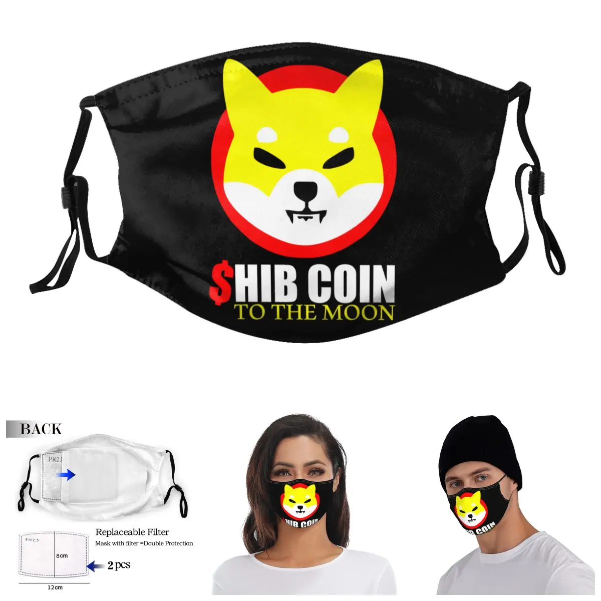 

Shiba Inu Token Crypto Shib Coin To The Moon Cryptocurrency Dog Adult Dust Mask Novelty Grimace Activated Carbon Filter Mask