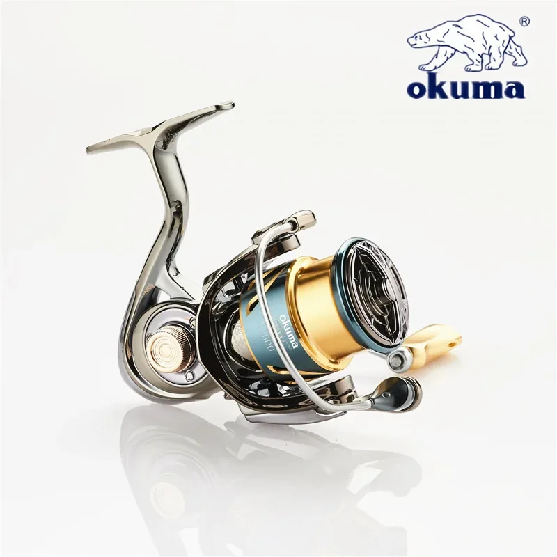 Фото Цельнометаллическая рыболовная катушка OKUMA 12 + 1BB, вращающееся колесо с мелкой чашкой лески, 15 кг, вращающаяся катушка с защитой от коррозии морской воды 1000-5000 №4