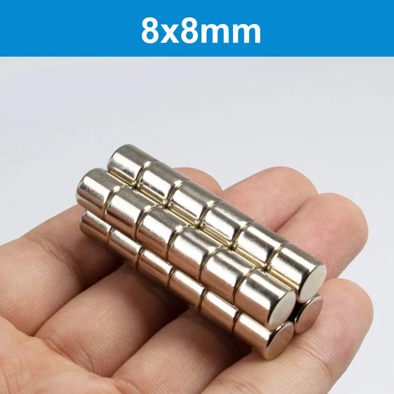 Круглый магнит 5x8 6x8 8x8 10x8 12x8 15x8 20x8 25x8 30x8 мм Неодимовый N35 Постоянный NdFeB