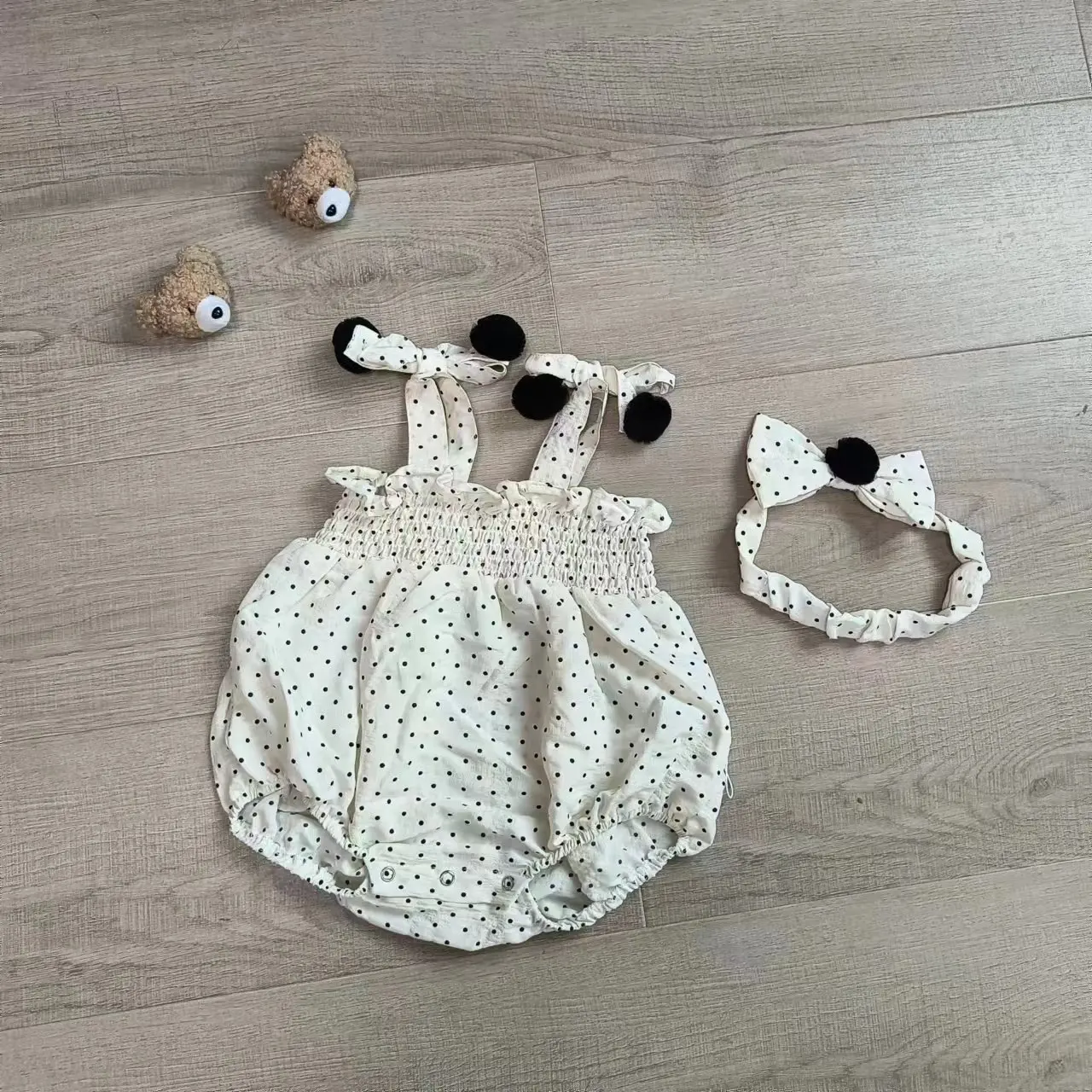 

Polka Dot Baby Romper + Headband