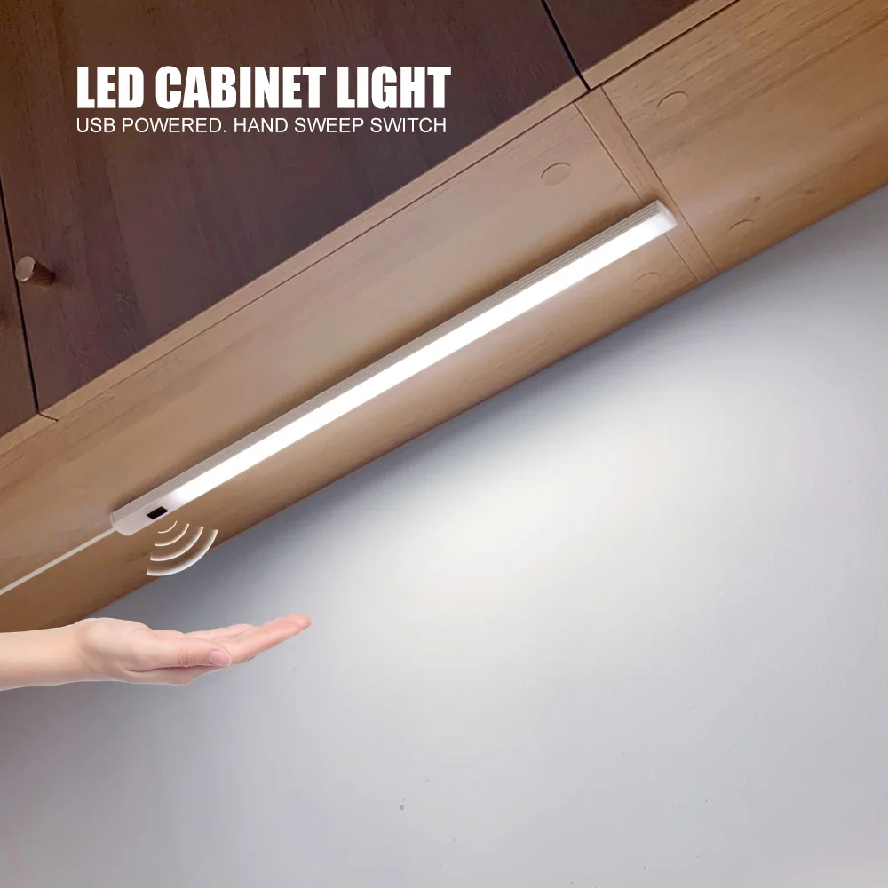

LED Under Cabinet Light USB Powered Hand Sweep Sensor Kitchen Night Light 20/30/40/50cm Home Bedroom Wardrobe Closet Indoor Lamp