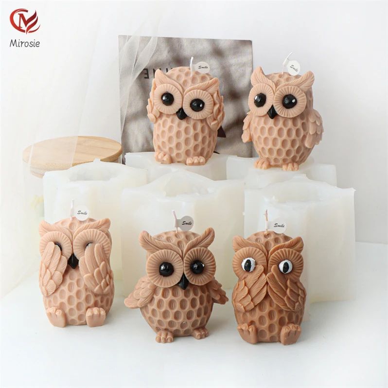 

Mirosie New Owl Scented Candle Silicone Mold Three-dimensional Handmade Soap Animal Plaster Home Decoration Molds for Candles