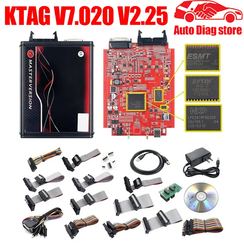 EU Red KTAG V7.020 4 светодиода 2.25 SW Online 272 ECU Чтение Кабель записи K-TAG Master KESS 5.017 OBD2 Тюнинг