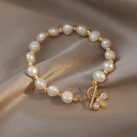 2022 new summer simple imitation pearls inlaid zircon pendant bracelet woman french personality fashion bracelet wedding jewelry