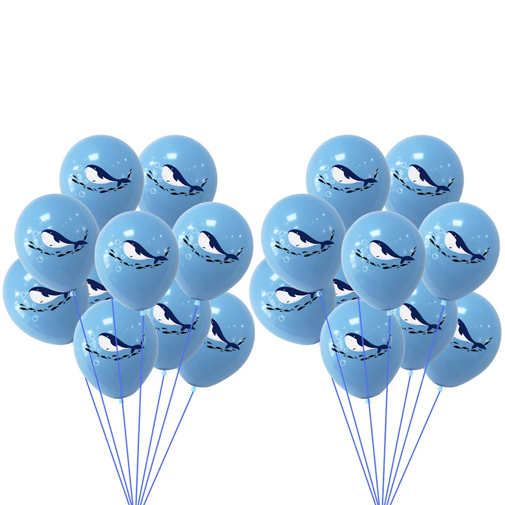 

20pcs Balloons Decorative Marine Organism Dot Printed Whale Pattern Layout Balloons