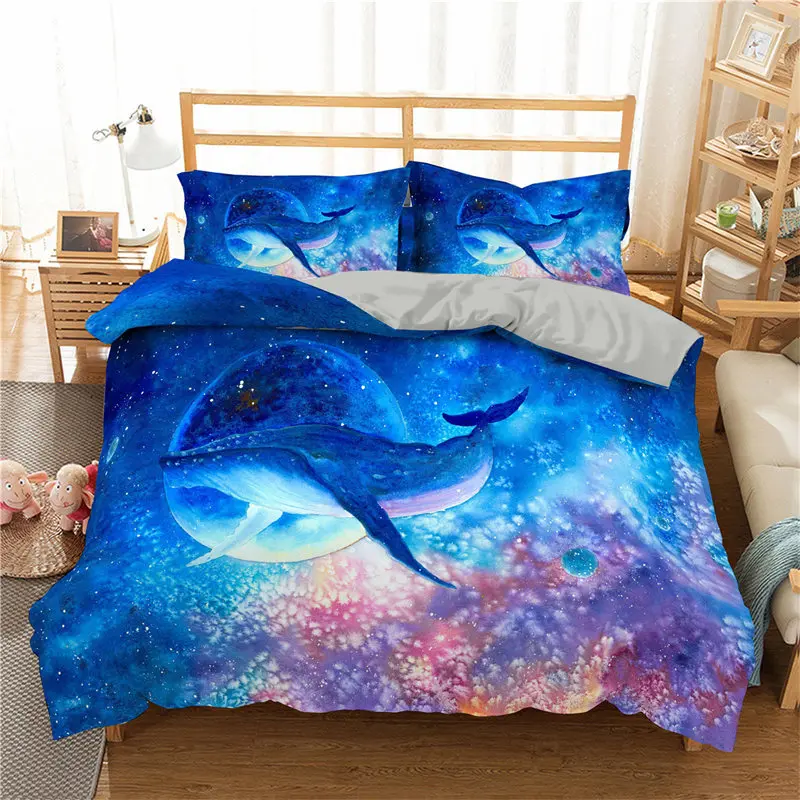 

Boho Style Marine Themed Duvet Cover Microfiber Sea Creatures Quilt Cover Bedroom Decor Ocean Dolphin Bedding Set