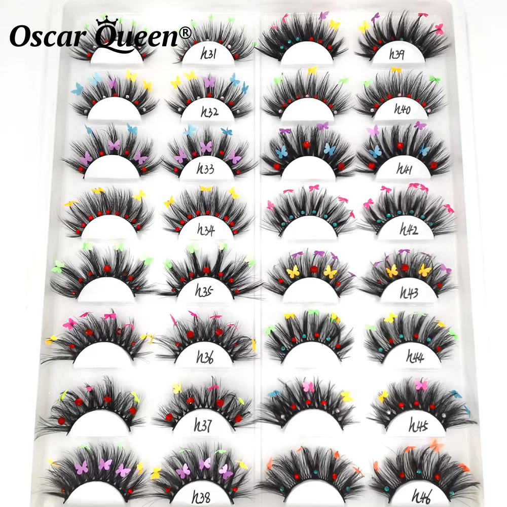 

Ресницы из искусственной норки с бабочкой, 3D 5D полная полоса, блестящие накладные ресницы для вечерние, косплей, коробки для ресниц, цветные ...