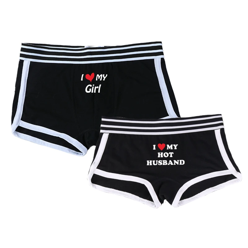 Sexy Couples Lovers Cotton Underwear I LOVE MY GIRL Men Boxer Shorts Homme Lingerie Women's Panties Cotton Underwears Boxers