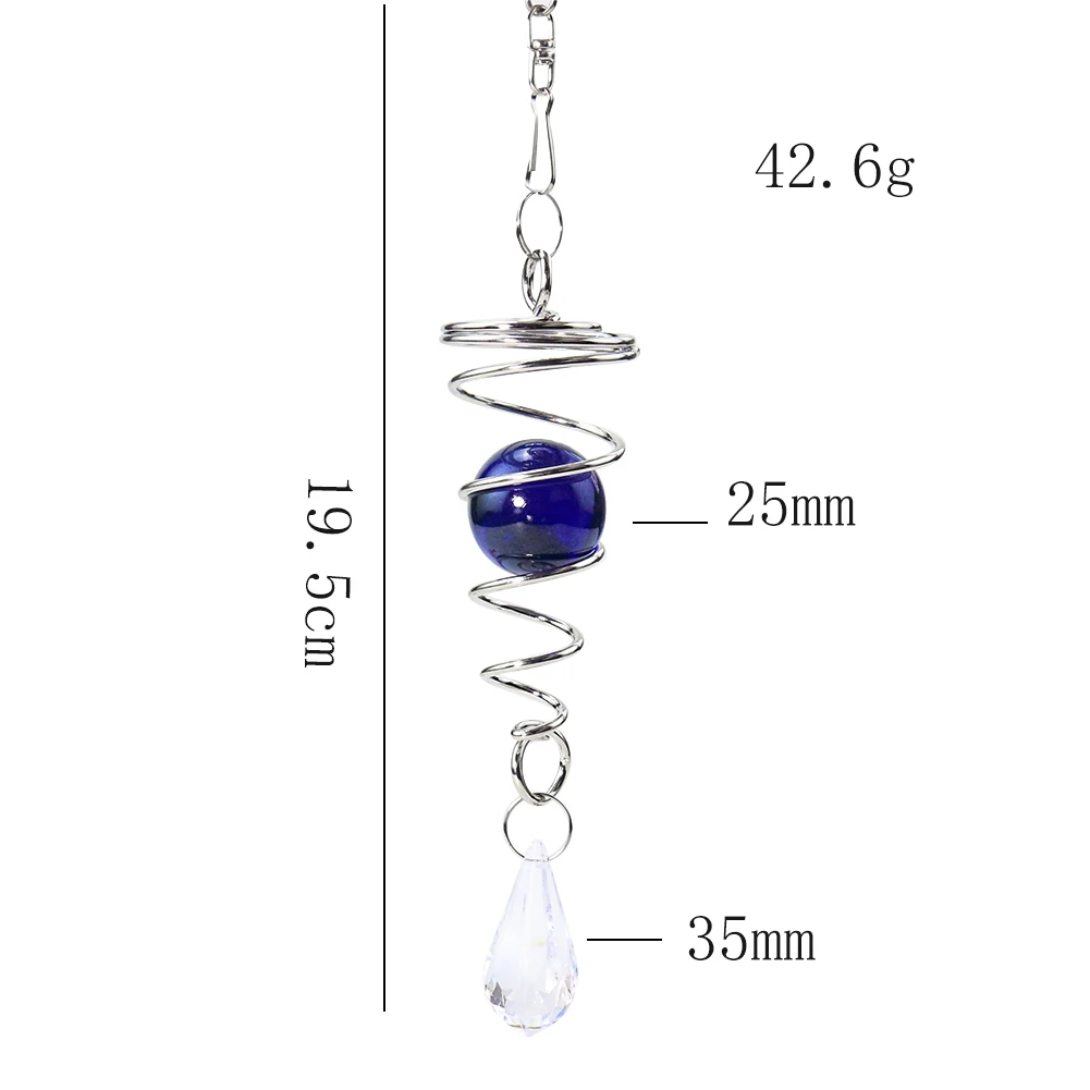 Rotating Spiral Tail Wind Spinner Chimes Crystal Glass Ball Pendant Pendulum Garden Nursery Window Hanging XMS Tree Decorations images - 6