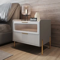 modern light luxury nightstands for bedroom solid wood simple bedside bed furniture ultra narrow bed leather bedside tables