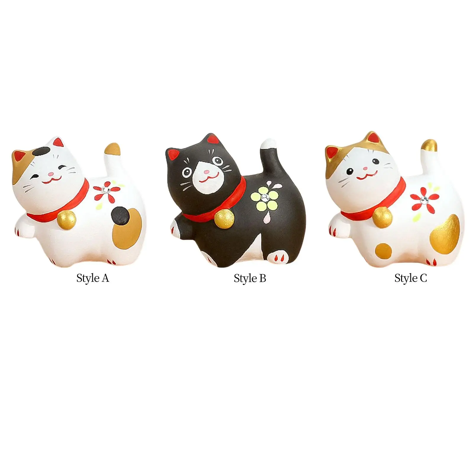 

3x фигурка счастливого кота, искусственная кожа, маленькая полка