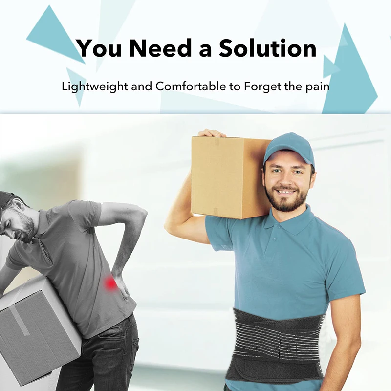 Men Waist Trainer Slimming Body Shaper Steel Bones Breathable Hole Back Brace Lumbar Support Belt for Heavy Work Lifting