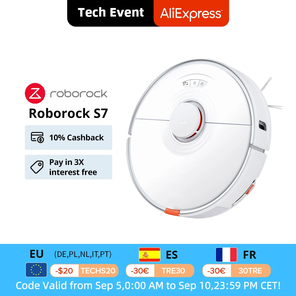 Робот-пылесос Roborock S7 с функцией сухой и влажной уборки 2500 Па | Бытовая техника