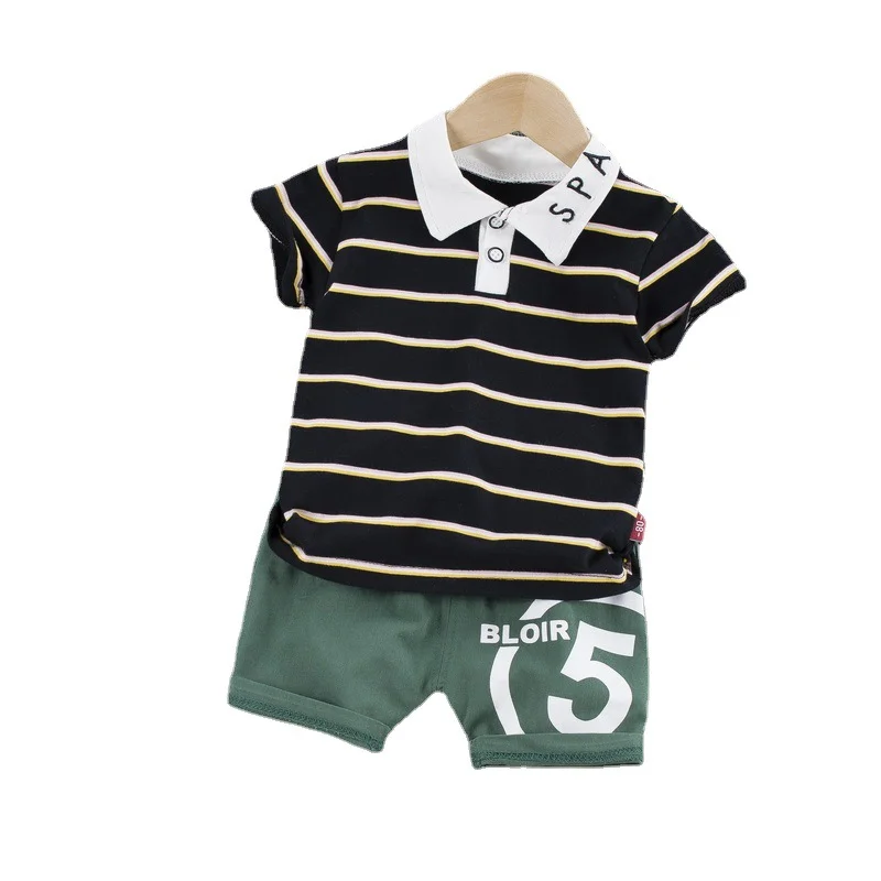 

New Toddler Striped Costume Summer Baby Boys Trendy Clothes Children Casual T-Shirt Shorts 2Pcs/Sets Kids Girl Cotton Sportswear