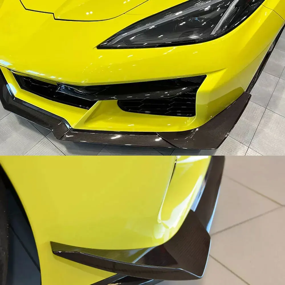 Для Chevrolet Corvette C8 Z06 2020-2024 настоящий карбоновый передний бампер сплиттер Canards
