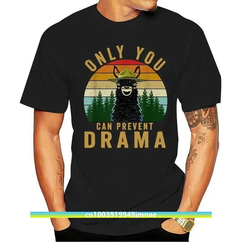 

Only You Can Prevent Drama Llama Camping Vintage Funny Black T-Shirt S-6Xl Funny Design Tee Shirt