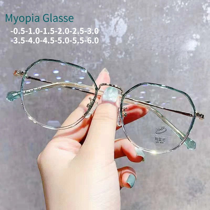 

Finished Myopia Glasse Women With Minus Degree Round Nearsighted Eyewear Diopter -0.5 -0.75 -1.25 -1.5 -2.0 -2.5 -3.0 to -6