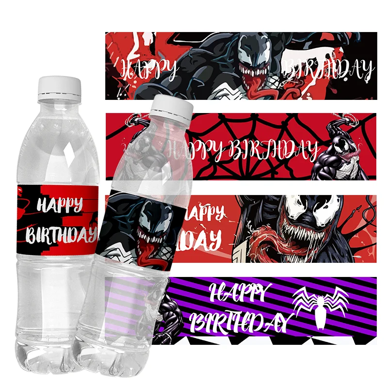 

6Pcs Venom Water Bottle Labels Baby Shower Venom Theme Custom Water Bottle Stickers Labels Wraps Kids Birthday Party Decorations