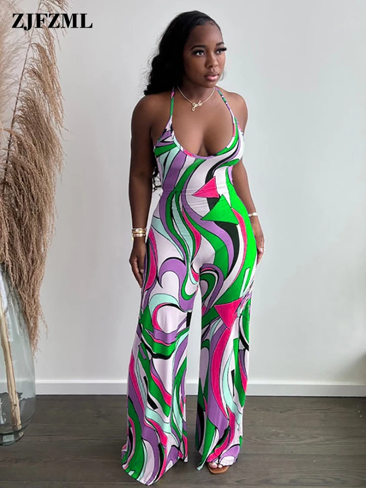 Женский комбинезон с широкими штанинами праздничный на бретелях-спагетти