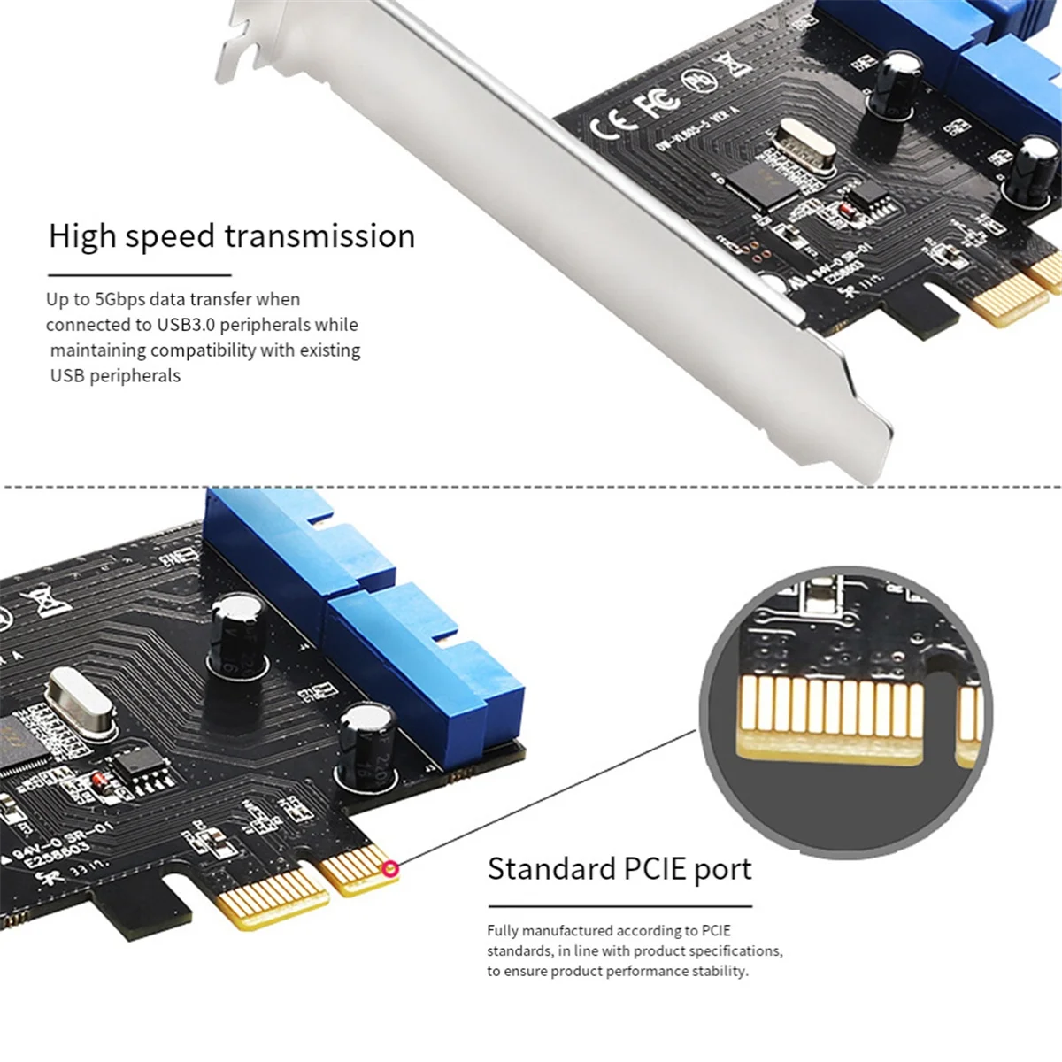 PCI Express USB 3.0 19-контактная карта расширения PCIE 1X на 2 порта 3 19-контактный адаптер
