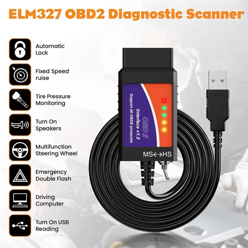 Фото N26R-OBD2 для сканера кодов USB V1.5 с переключателем HS/MS CAN ELM327 Forscan для диагностического сканера автомобилей Ford Obdmonster №2