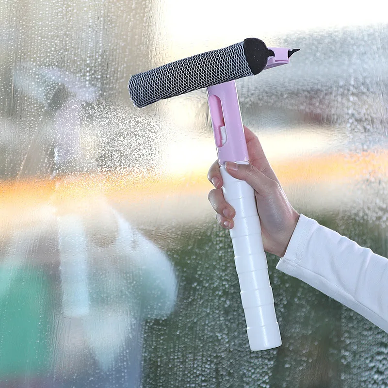 

Glass Cleaning Tool with Spray Double-sided Disassemble Rod Window Cleaner Scraper Mop Squeegee Wiper with Water Bottle