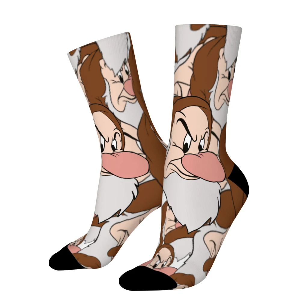 

Grumpy Head Classic Men's Socks Vintage Harajuku Disney Seven Dwarfs Film Hip Hop Seamless Crew Crazy Sock Gift Pattern Printed