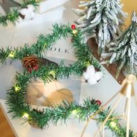 christmas led rattan garland artificial xmas tree rattan wreath string lights cotton pine cones christmas decorations for home