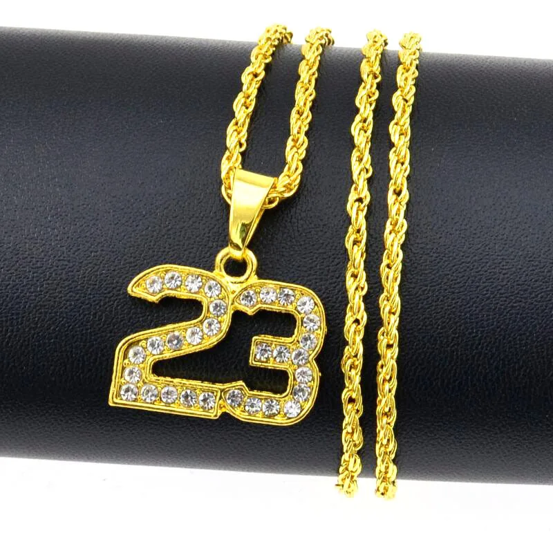 Hip Hop Necklaces Basketball Legend Number 23 Pendant Necklace For Fans Charm Collar Men Women Hip-hop Iced Out Rock Necklace