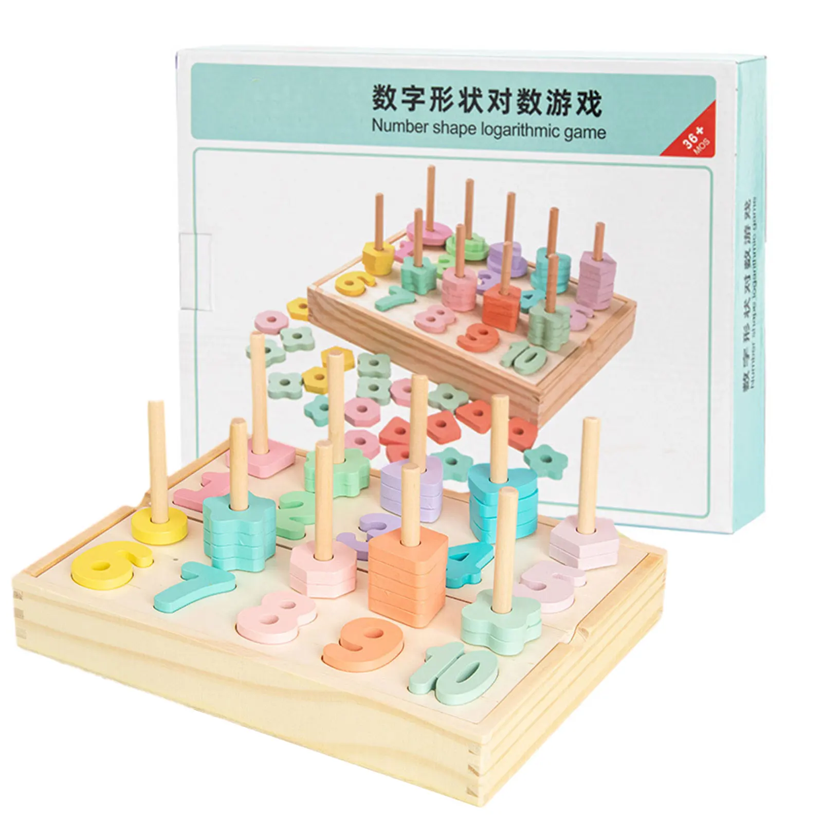 

Counting Shape Stacker Puzzle Board Wooden Number Puzzle Matching Montessori Toys Number Counting Game Math Stacking Block