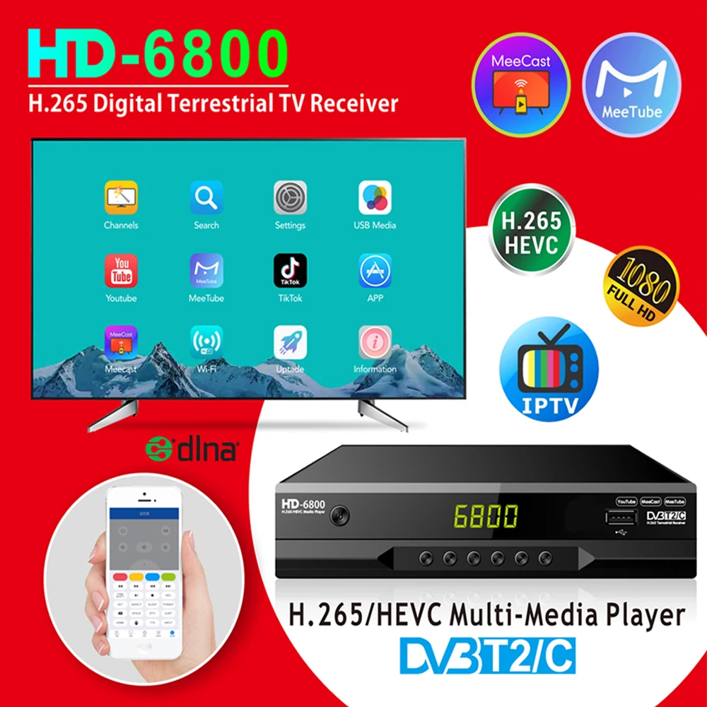 Цифровой ТВ-приемник DVB T2 C Full 1080P HD H.265/HEVC декодер телевизионная приставка с