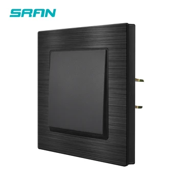 SRAN Button Light switch 1gang 1way,Aluminum Alloys Panel 82 * 82mm,eu uk Wall switch for home improvement 1