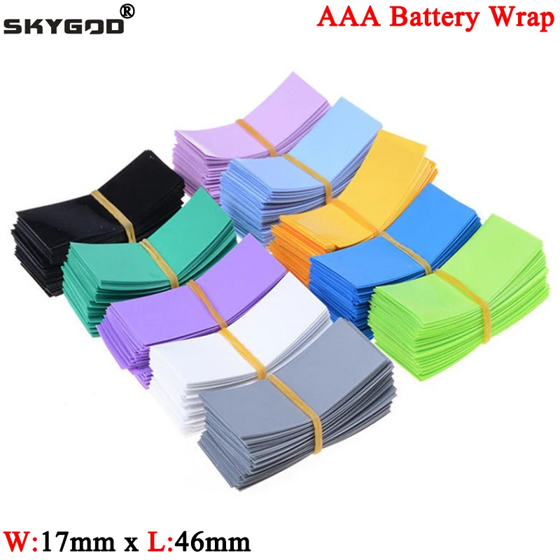 

50/500pcs AAA Lipo Battery PVC Heat Shrink Tube Width 17mm Length 46mm Insulated Film Wrap Protect Case Pack Wire Cable Sleeve