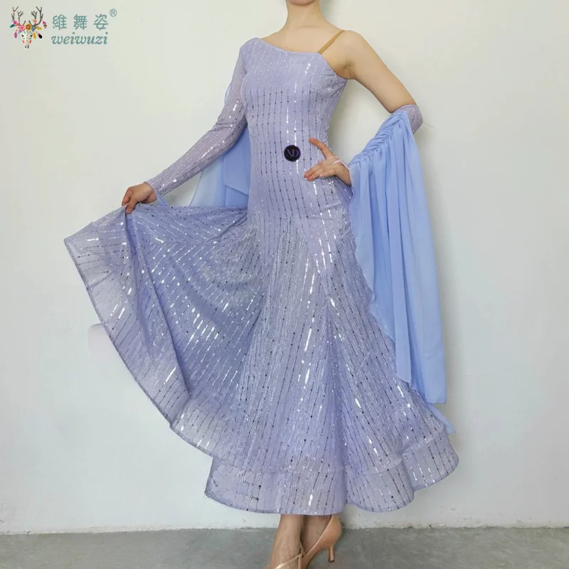 Фото Женские роскошные платья для современных танцев с пайетками, профессиональная одежда для вальса, фокстрота, танго, для художественных экзаменов и бальных танцев №5