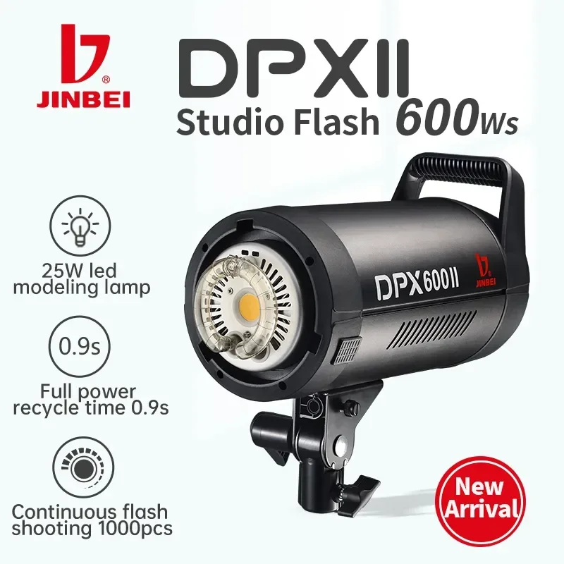 

JINBEI DPX600II Professional Studio Flash 600Ws GN80 0.9s Recycling Fashion Portrait Wedding Clothing Photography Strobe Light