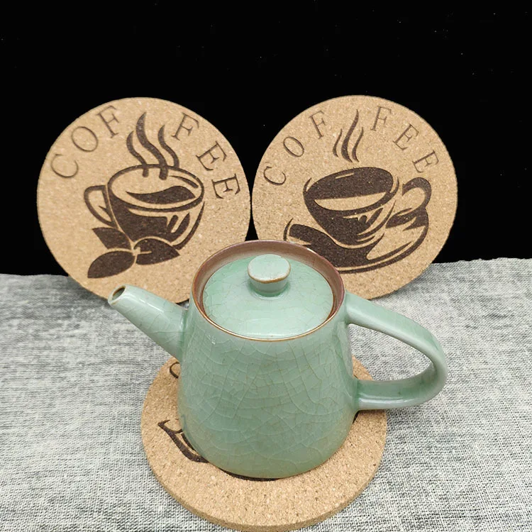 Natural Cork Coasters Heat-Resistant Round Coaster Drink Bar Tee Coffee Table for Housewarming Gift Kitchen 3.94IN |